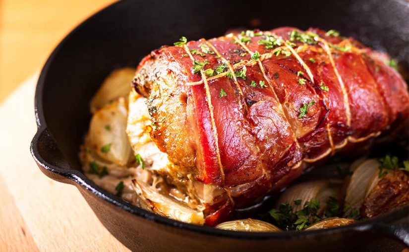 Receta: Lomo relleno con hongos y acompañado de vegetales